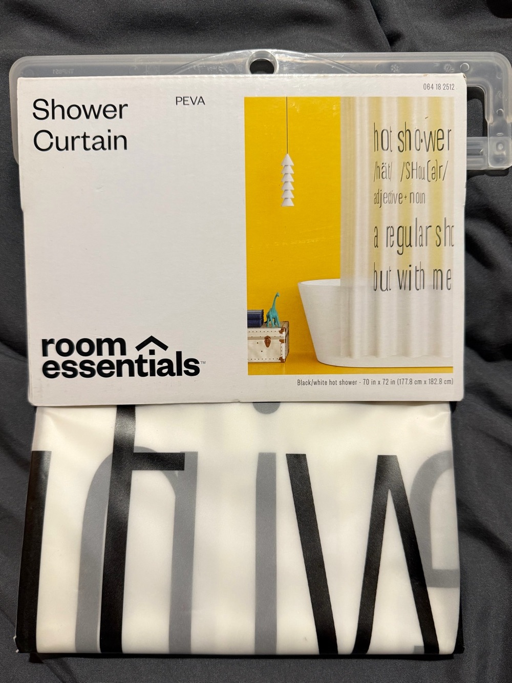 Hot Shower room essentials Black & White PEVA Shower Curtain new